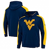 Men's West Virginia Mountaineers Fanatics Branded Iconic Colorblocked Fleece Pullover Hoodie Navy,baseball caps,new era cap wholesale,wholesale hats